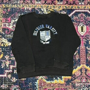 Tommy Hilfiger Varsity Sweatshirt Adult XXL Black Patch Embroidery Sweater Men